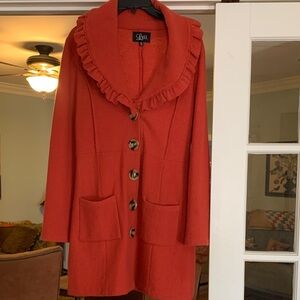 Luifi Coral Ruffle 100% Wool Cardigan